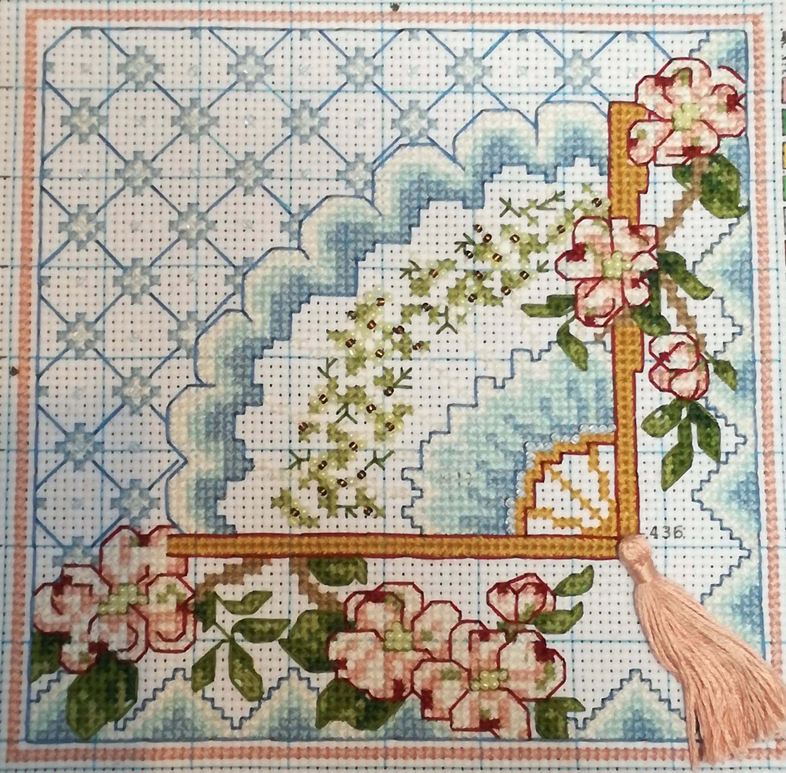 Fishxx Вышивка крестом b781flower [Fan] хлопковая нить и ткань Водорастворимая печать 100%