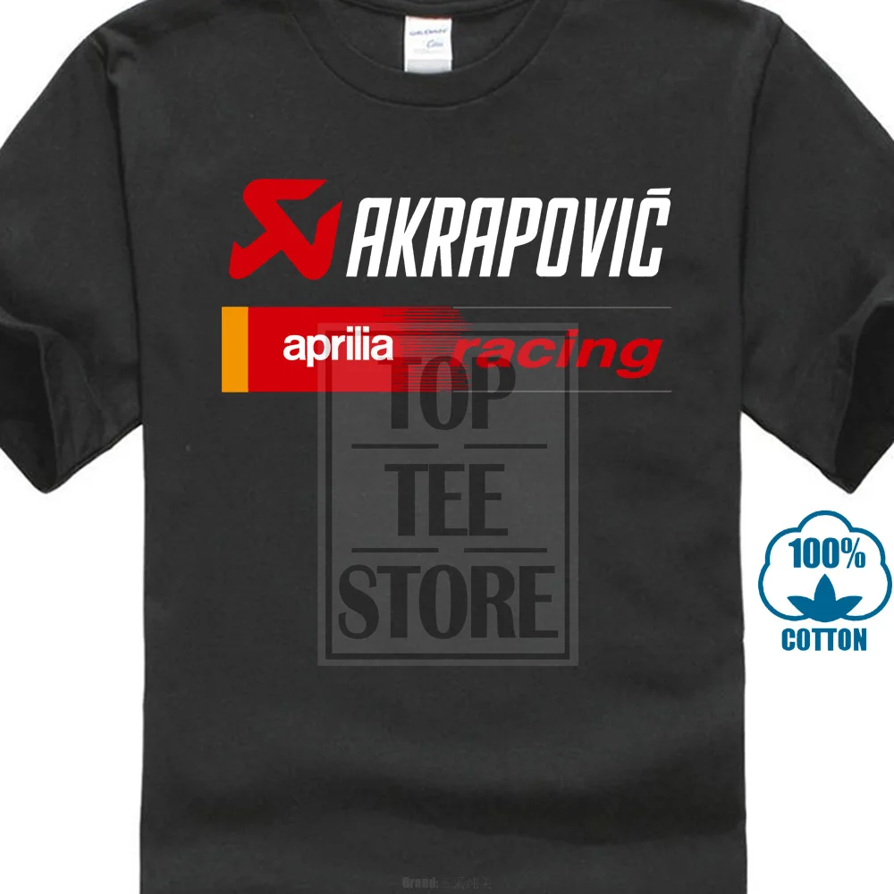 Akrapovic Aprilia Racinger Logo Мужская Черная Футболка размер S 2Xl дешевая цена 100 хлопок