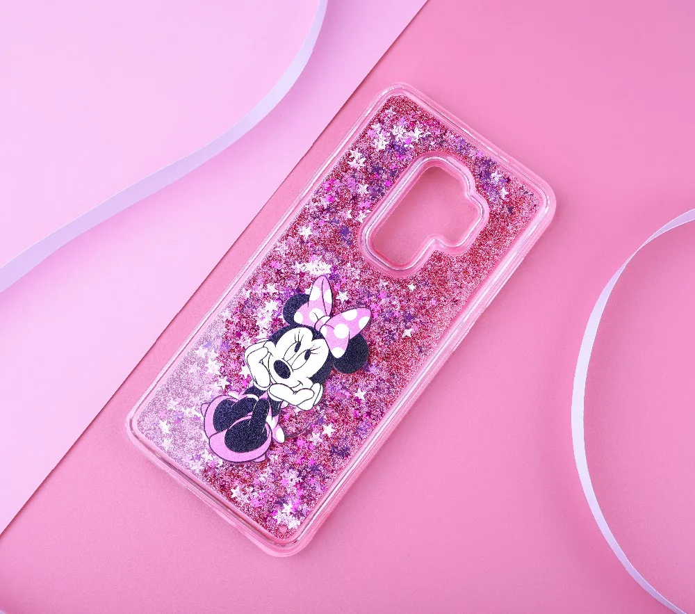 glitter Cute cartoon phone case for samsung glaxy S9 Plus S9+ S9PLUS Minnie Stitch Liquid Quicksand Cover |