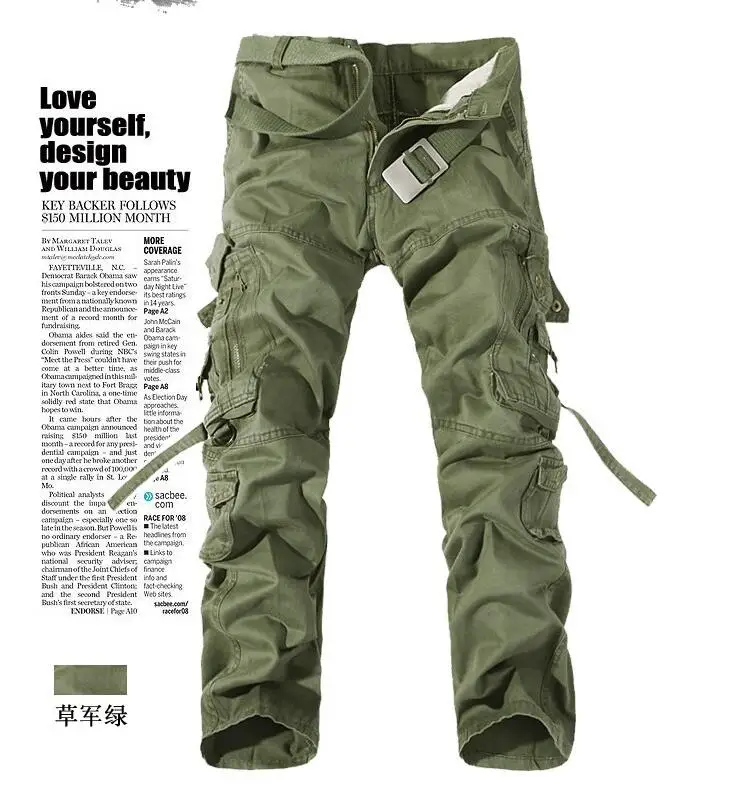 Mens Military Army Camouflage Cargo Pants Plus Size Multi-pocket Overalls Casual Baggy Trousers Male Tactical | Мужская одежда
