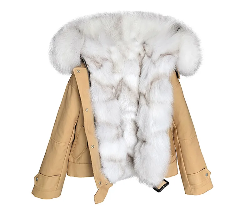 

2021 Winter Jacket Women White Black Real Natural Fox Fur Liner Real Fox Fur Collar Hood Coat Parka Thick Warm Streetwear