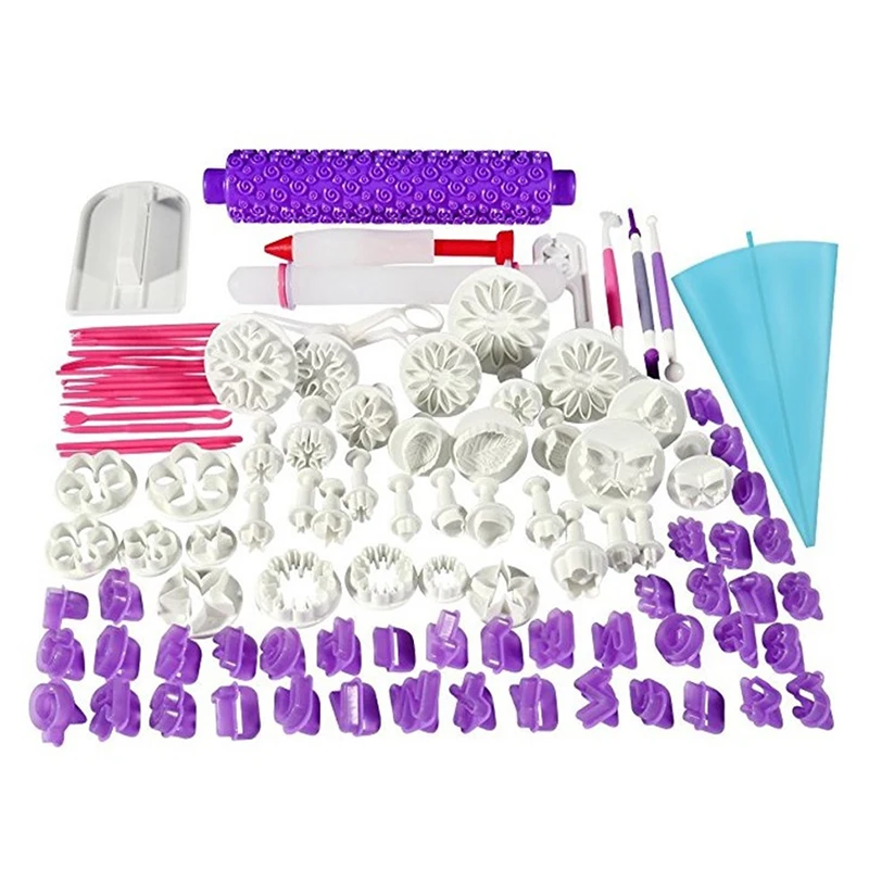 94pcs 94 шт./компл. DIY 3D инструменты для украшения торта Плунжер для сахарной мастики набор для выпечки формы для выпечки силиконовые формы цветок Кухня Набор для изготовления пресс-форм для печенья - Цвет: 94pcs