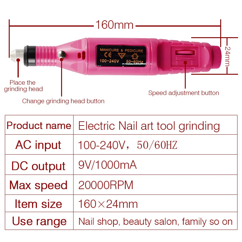 

Manicure Nail File Electric Nail Tools Nails Art Cutters for Manicure Apparatus for Manicure Grinding Machine Drill Device