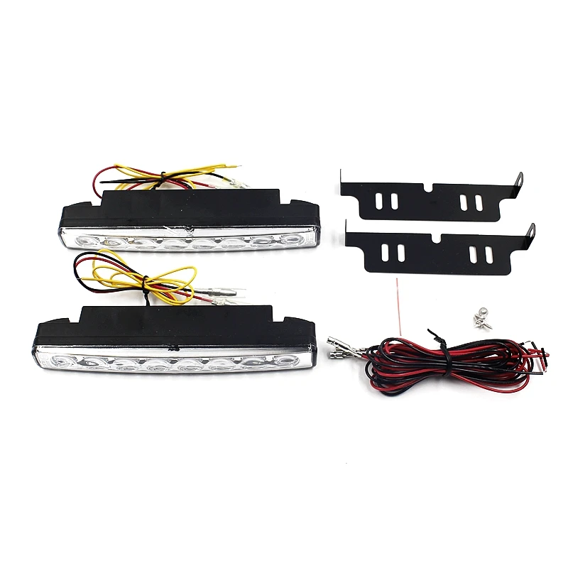 Yituancar 2Pcs 10W 155MM 2X8 LEDs White DRL Daytime Running Light Amber Turn Signal Steering Car Styling DC12V 148LM Day Lamp | Автомобили