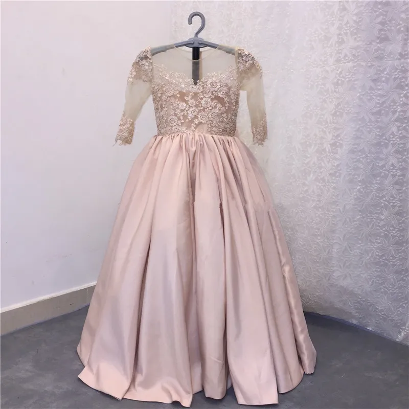 

Stunning Girls Pageant Dresses Half Sleeves Vestidos De Primera Communion Flower Girl Dress Custom Made