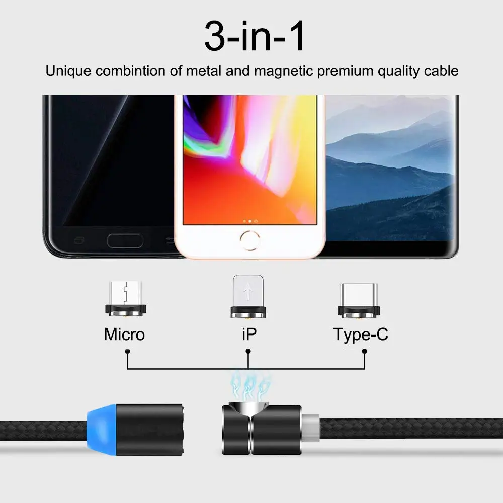 Магнитный Usb кабель для зарядки iPhone xs Max huawei mate 20 Lite samsung S9 type c Micro 3 0 магнитное
