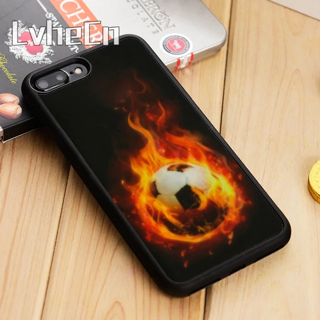 Чехол для телефона LvheCn с изображением футбольного огня iPhone 5 6 s 7 8 plus 11 12 Pro X XR XS Max