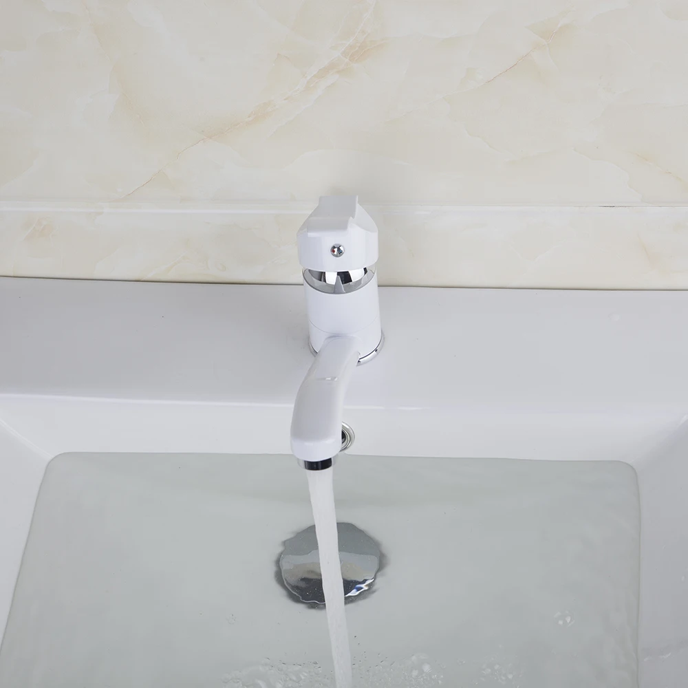 KEMAIDI длинный короткий смеситель с одной ручкой белым рисунком горячей и холодной