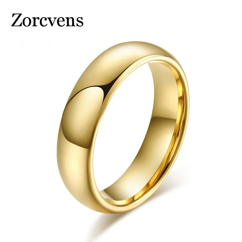 Классические кольца из карбида вольфрама ZORCVENS 6 мм золотого/серебряного цвета