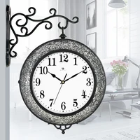 simple living room double faced watch modern creative trend silver white black personality decorative clock 33cm