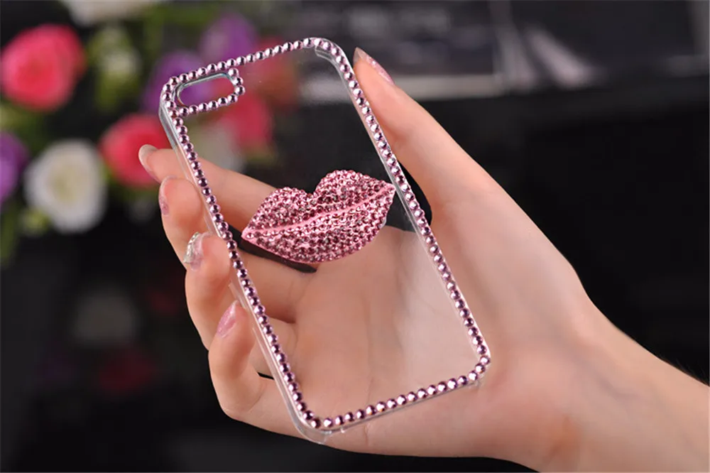 Fashion Glitter Bling Diamond Pink Lips Soft TPU Clear Phone Case Cover For HuaweiP20 P30 P40 P50 Pro Lite Mate20 30 40 | Мобильные