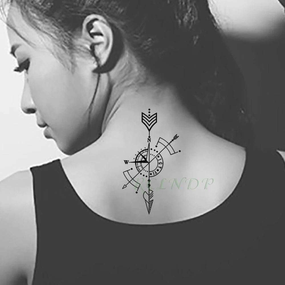 Waterproof Temporary Tattoo Stickers Compass fake Tatto Body Art Flash Tatoo Tatouage Arm Hand Back Foot Tato for Girl Women Men | Красота и