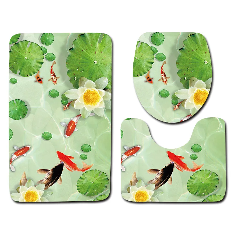 Fish 04 Zeegle 3D рыбка печатная коврики для ванной комнаты 3 шт. нескользящий коврик в туалет моющийся стойка для тряпок крышка Туалет крышка коврики для ванной - Цвет: Fish 04