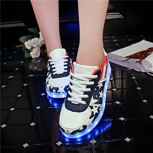 FDH01S Deepblue 7 ipupas/детская обувь; размеры 31-41; белые туфли со светодиодной подсветкой; Светящиеся кроссовки для мальчиков и девочек; Schoenen Homme; Светящиеся кроссовки - Цвет: FDH01S Deepblue