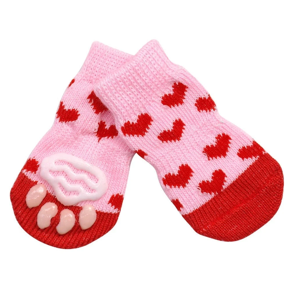 pink red 4 шт. теплые Дышащие носки для домашних животных для собак, защищающие суставы для собак, наколенники для кошек, домашняя одежда, товары для домашних животных - Цвет: pink red