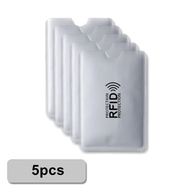 5 pcs Анти RFID визитница NFC Блокировка считыватель Блокировка банковский идентификатор держатель для карт чехол Защитный металлический чехол для кредитных карт алюминиевый J017 - Цвет: 5 pcs
