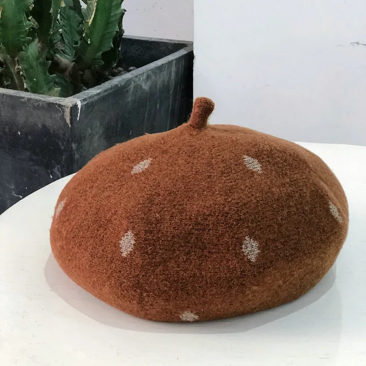 Новые осенние и зимние шерстяные теплые береты Женская Корейская утолщенная маленькая свежая шапка с дизайном «Тыква» одноцветная модная шапка для художника