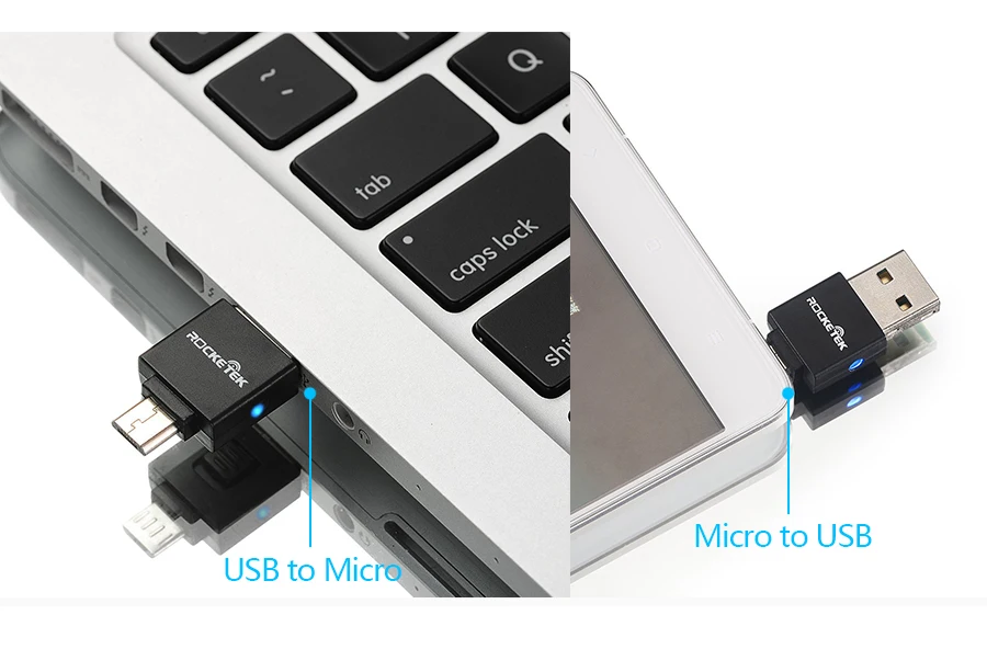 Rocketek Высокое качество micro usb 2,0 мульти памяти otg телефон кард-ридер адаптер для TF micro SD ПК компьютер Ноутбук аксессуары