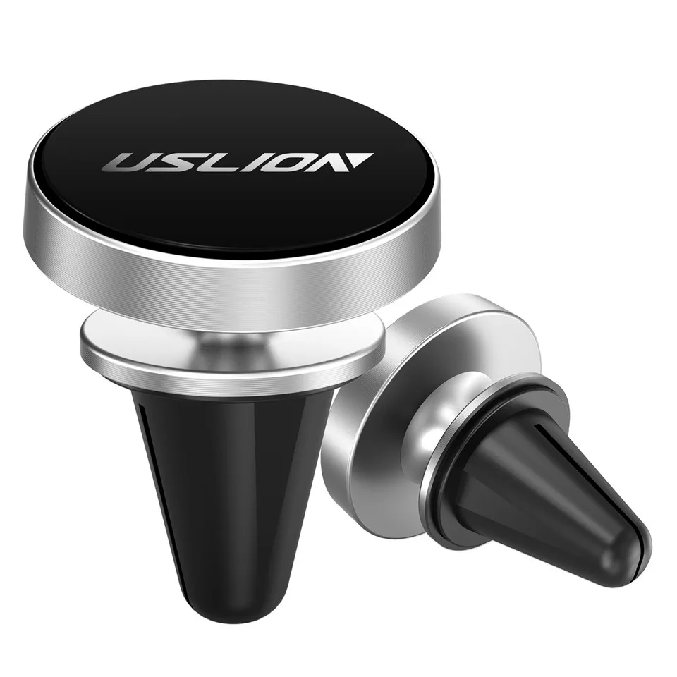 Silver USLION 360 градусов Универсальный магнитный автомобильный держатель для телефона для iPhone samsung всех телефонов gps навигация вентиляционное отверстие Магнитная подставка - Цвет: Silver
