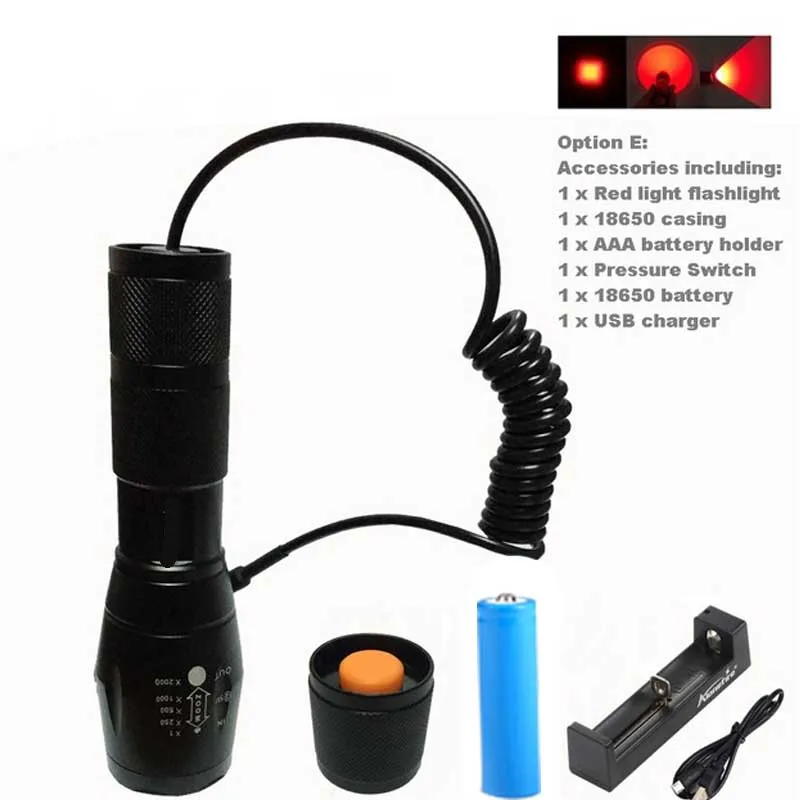 RGB E17 тактический фонарь зум красный световой факел Охота Велосипед светодиодный фонарик linterna светодиодный фонарь 18650 вспышка - Испускаемый цвет: RGB