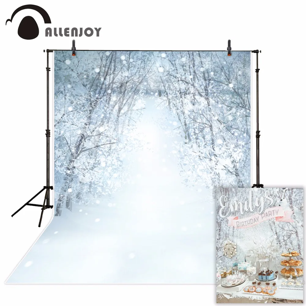 Allenjoy зимний фон для фотосъемки Снежный лес боке Рождественский фотостудии