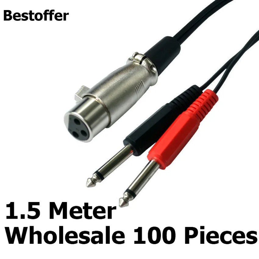 Оптовая продажа 100 шт./упак. 3pin XLR Женский Разъем для двух 1/4 &quotTRS моно
