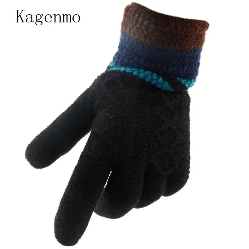 Kagenmo Thickened Plus Velvet Male Gloves Winter Riding Driving Skiing Men's Gloves Knitting Yarn Inside Fluff
