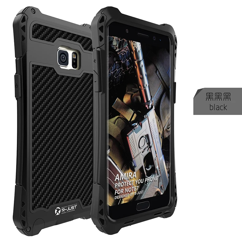 Luxury Life Waterproof Shockproof Aluminum Armor Hard Case For Samsung Galaxy Note 7 Metal Cover with Tempered Glass |
