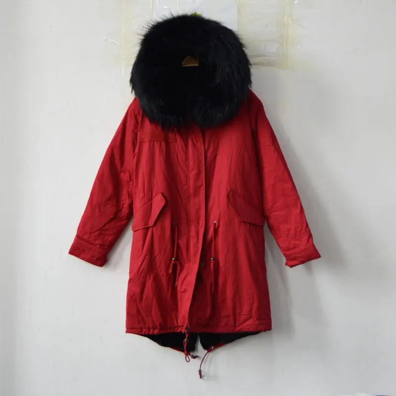 Новое поступление красная наружная хлопковая ткань длинная Стильная черная