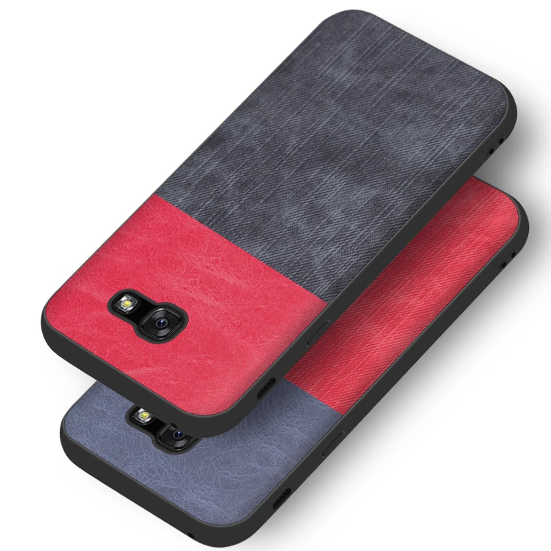 Case for Samsung A3 A5 2017 A320F A520F Soft TPU edge shockproof jeans PU leather back cover A7 A720F |