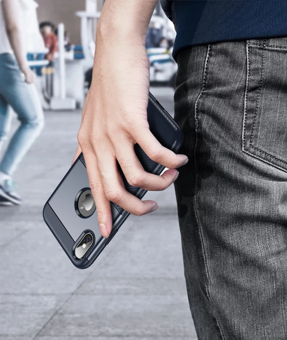 Чехол для мобильного телефона iPhone x из ТПУ+ pc из углеродного волокна Противоскользящий чехол для телефона