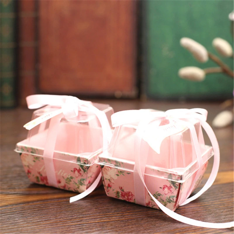 50 шт./лот Европейский картон с пластиковым покрытием розовая лента конфета