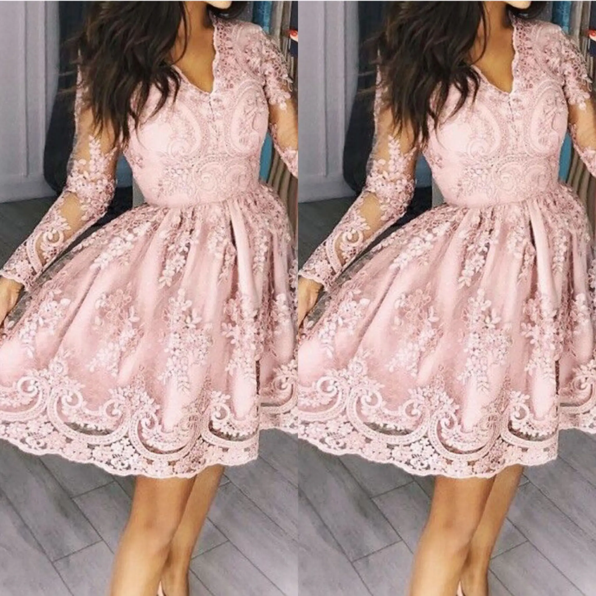 ZTVitality Women Dresses 2018 Hot Sale Pink Embroidery Fashion Dress Elegant Party A-Line Full Sleeve Mesh Sexy | Женская одежда
