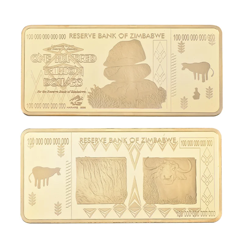 Original Gold Plated Coins Collectibles Zimbabwe One Hundred Trillion Dollars Buffalo Bullion Coin for Christmas Gift New Year | Дом и сад
