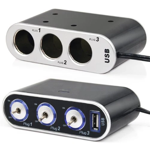 Free shipping 3 Way Car Cigarette Lighter Splitter DC 12V 24V LED Light Switch | Автомобили и мотоциклы