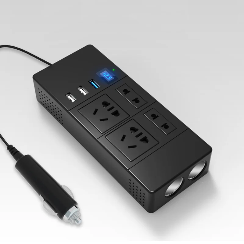 Car Portable Inverter DC 12V/24V to AC 220V 200W Power Voltage Converter With 3 USB Socket Charger Cigarette Lighter | Электроника