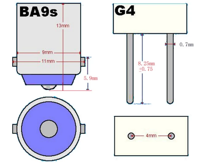 B9 BA9S  G4 MR16 MR11,