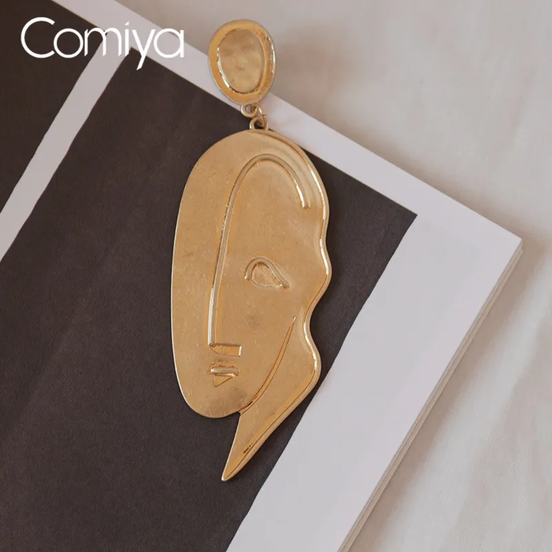 Comiya оптовая продажа цинковый сплав висячие серьги с узором лица для женщин в