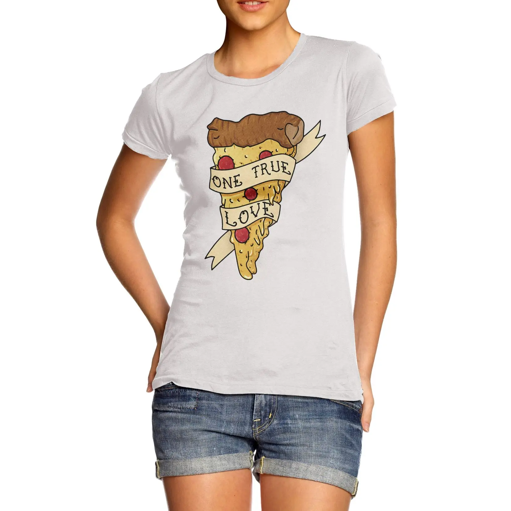 Женская забавная хлопковая Футболка с принтом Pizza One True Love модная брендовая
