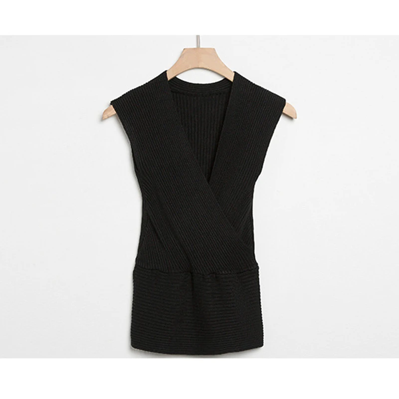 2017 women's spring summer Ice silk sleeveless sweaters vest female pullovers tops cross tee | Женская одежда