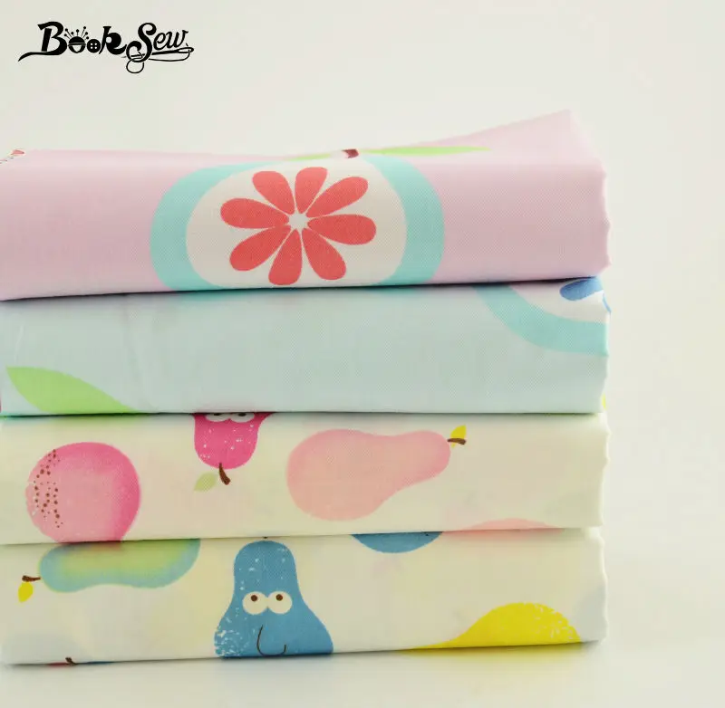 Booksew жира квартале 100% хлопок Ткань 4 цвета Коллекция мультфильмов груша Стиль