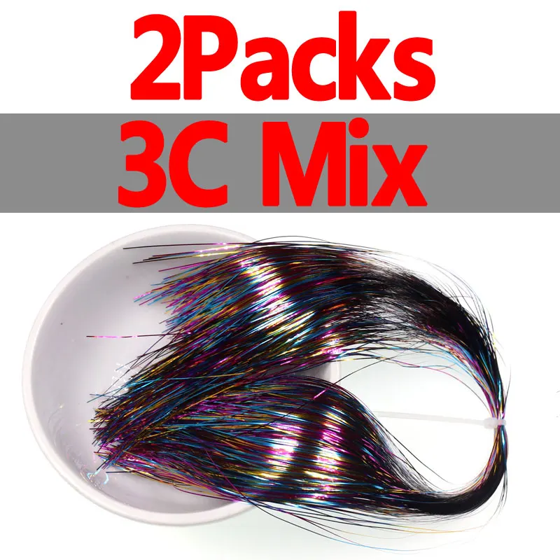 2packs 3c mix Bimoo 2 упаковки для завязывания мушек плоская Голо мишура вспышка Minniw Щука соленая вода сталь для Стример Летать для завязывания материал 0,35 мм серебро золото красный - Цвет: 2packs 3c mix
