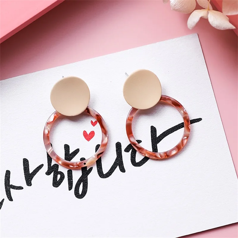 2019 Korean fashion geometric round dangle earrings retro simple temperament acrylic leopard circle women jewelry gifts | Украшения и