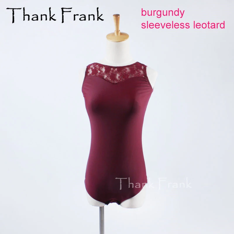Burgundy Балетки для танцев купальник для Для женщин боди без рукавов для девочек балет Практика танцевальная одежда для взрослых гимнастические трико костюмы TF1005 - Цвет: Burgundy