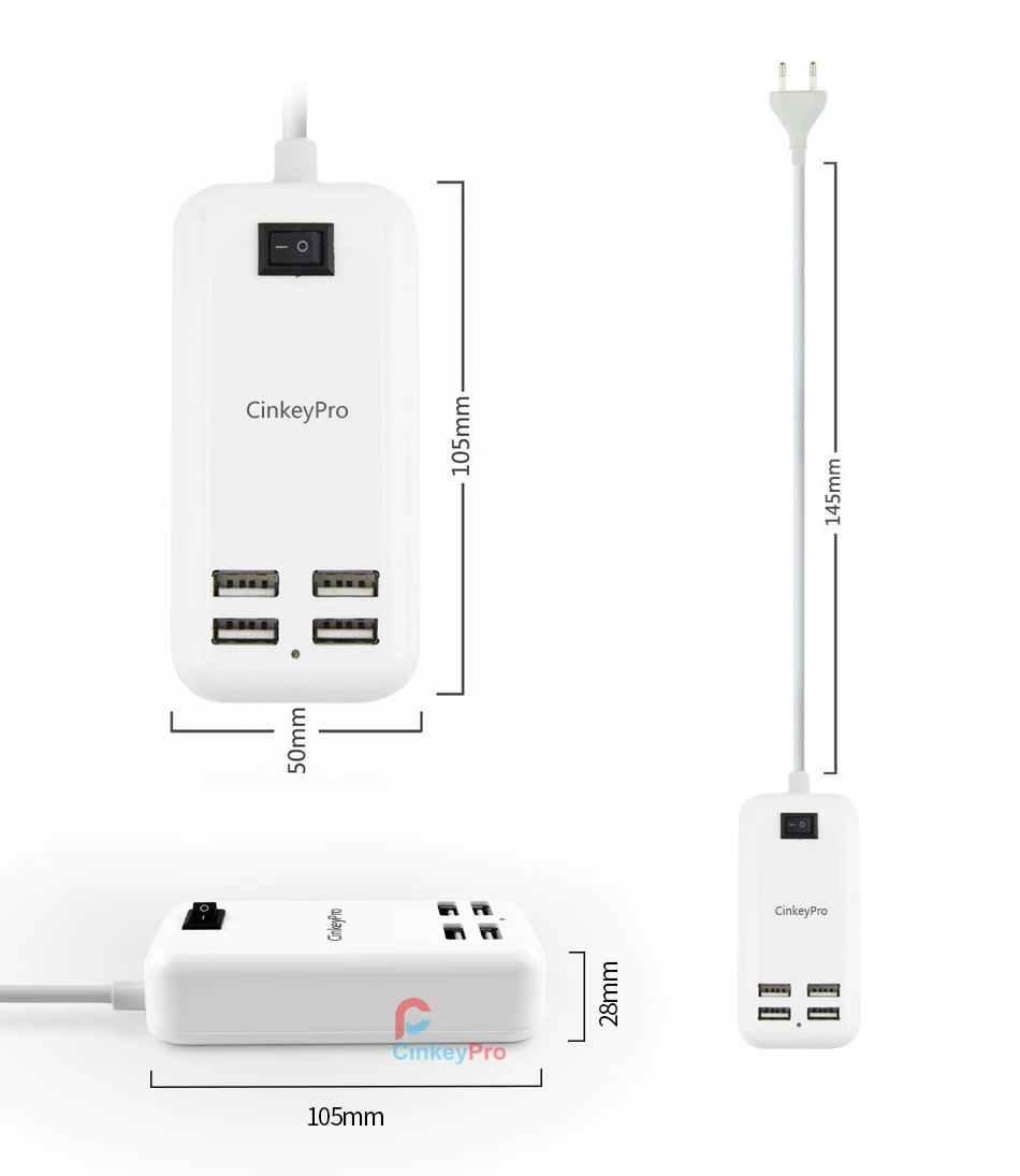 Cinkeypro ЕС Plug 4 порта несколько зарядное устройство USB 15 Вт 3A Smart адаптер мобильного телефона Tablet Зарядное устройство для IPhone IPad