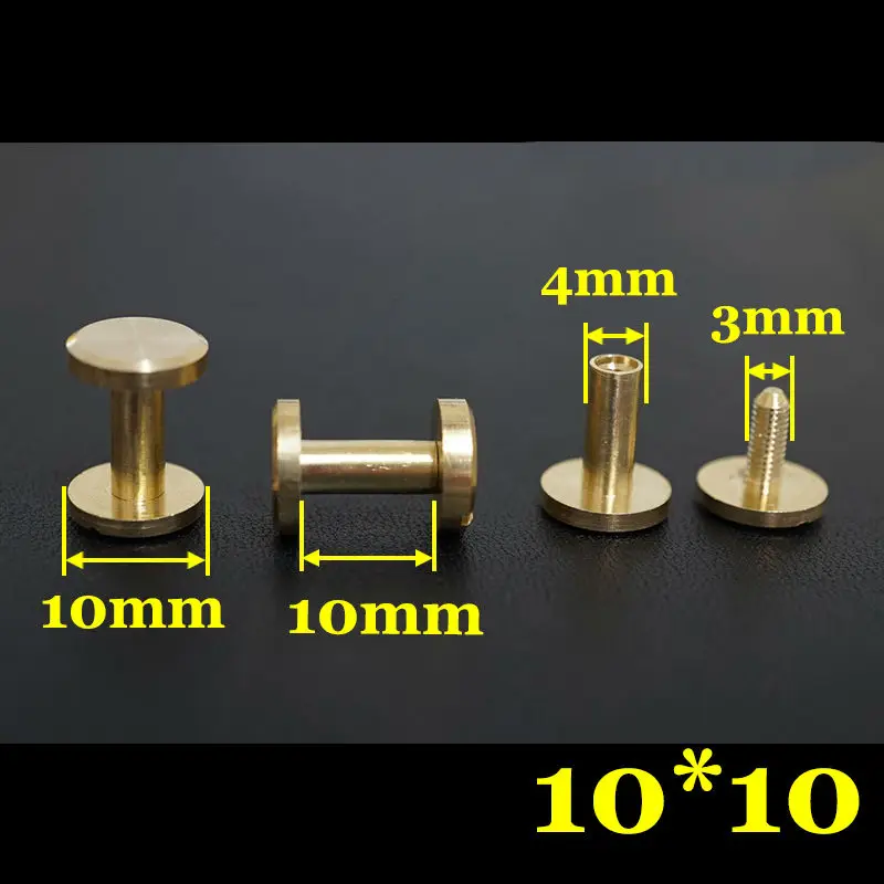 (Q1) 50pc Solid Brass Chicago Screw Flat-Head Saddle Tack Belt Leathercraft | Дом и сад