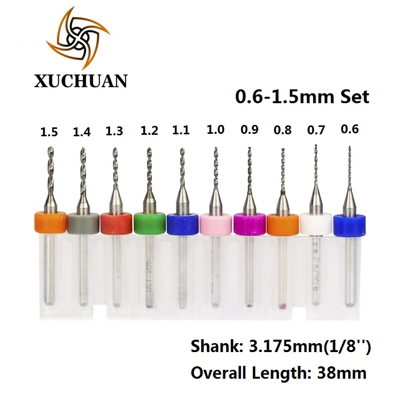 PCB0.6-1.5 10PCS 10 шт 0,6-1,5 мм микро PCB сверло для бурения печатной платы спиральное сверло твердосплавное PCB сверло набор - Цвет: PCB0.6-1.5 10PCS