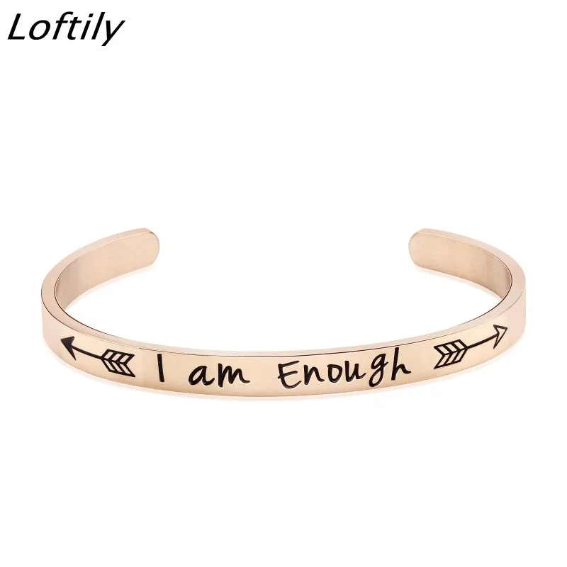 Мужской и женский браслет из нержавеющей стали 7 мм с надписью I Am достаточно