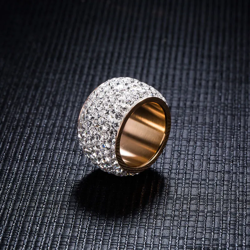 ZORCVENS New Fashion Rose Gold-Color Rhinestone Rings for Women Zircon Jewelry Stainless Steel Ring Jewellery | Украшения и