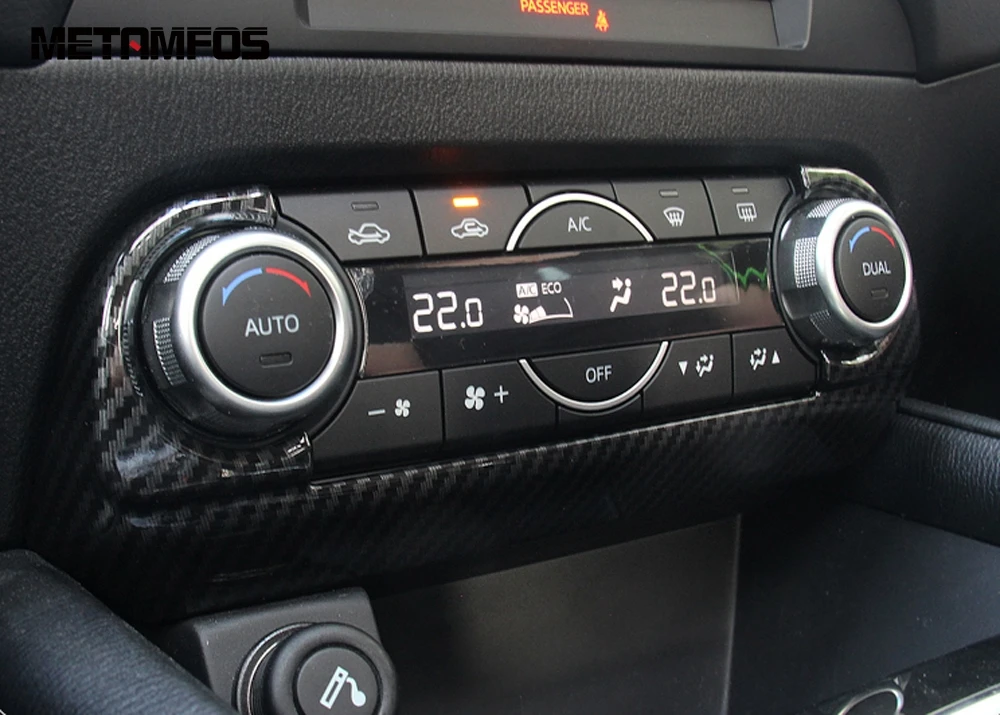 Для Mazda CX5 CX-5 KF 2017 2018 кнопки регулировки кондиционера из углеродного волокна